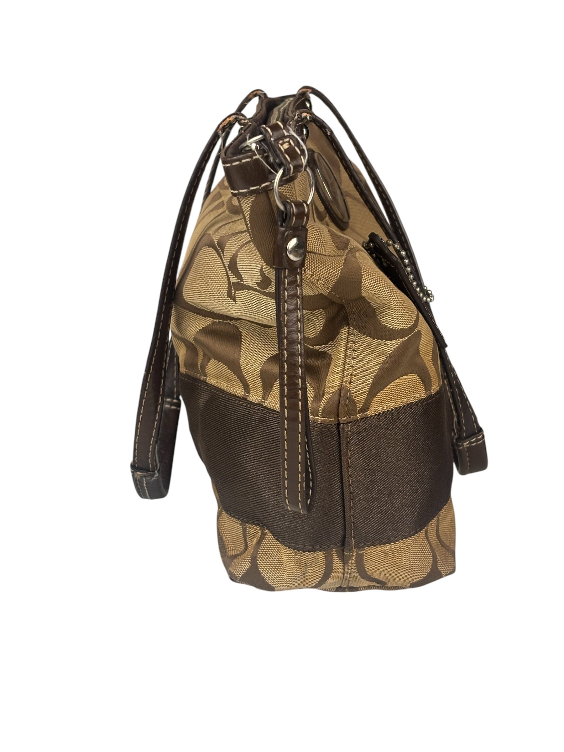 Coach Brown Leather Trim Signature Canvas Tote Bag