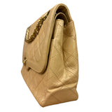 Chanel Beige Quilted Leather Two-Toned Double Flap Bag '94-'96
