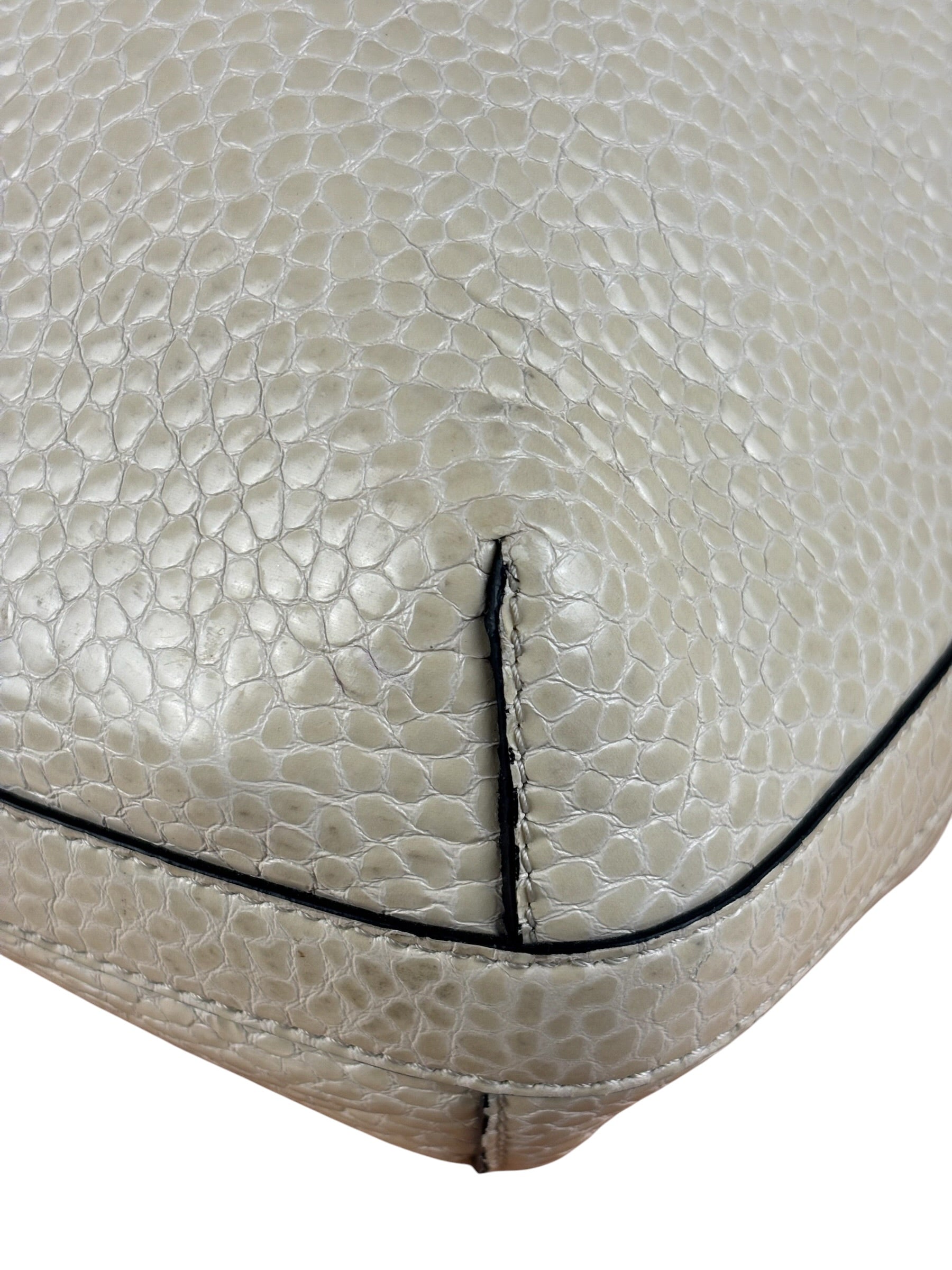 Brunello Cucinelli Ivory Grained Leather Tote Bag