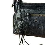 Balenciaga Le City Moto Black Leather Shoulder Pochette