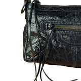 Balenciaga Le City Moto Black Leather Shoulder Pochette