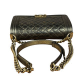 Chanel Metallic Dark Bronze Leather Old Medium Boy Flap Shoulder Bag
