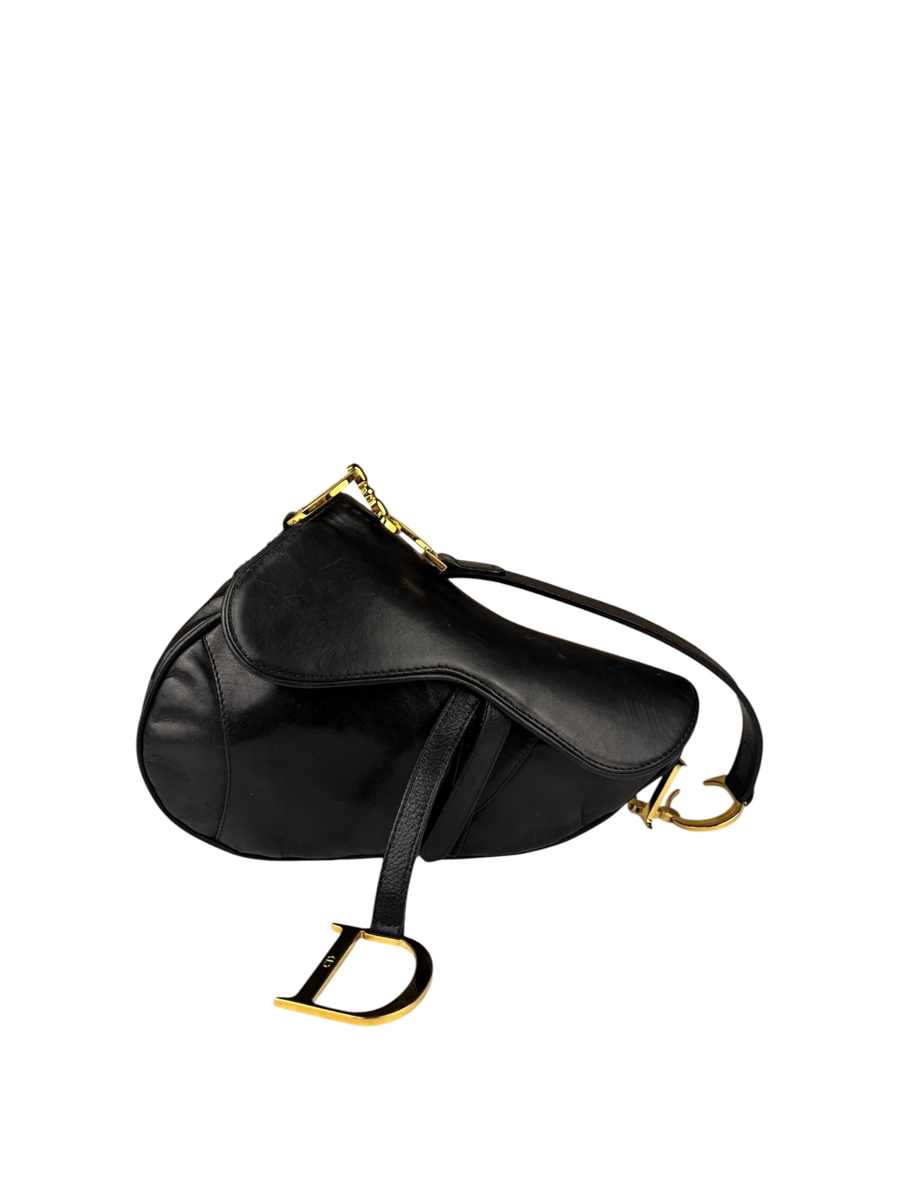 Christian Dior Black Calfskin Saddle Shoulder Bag