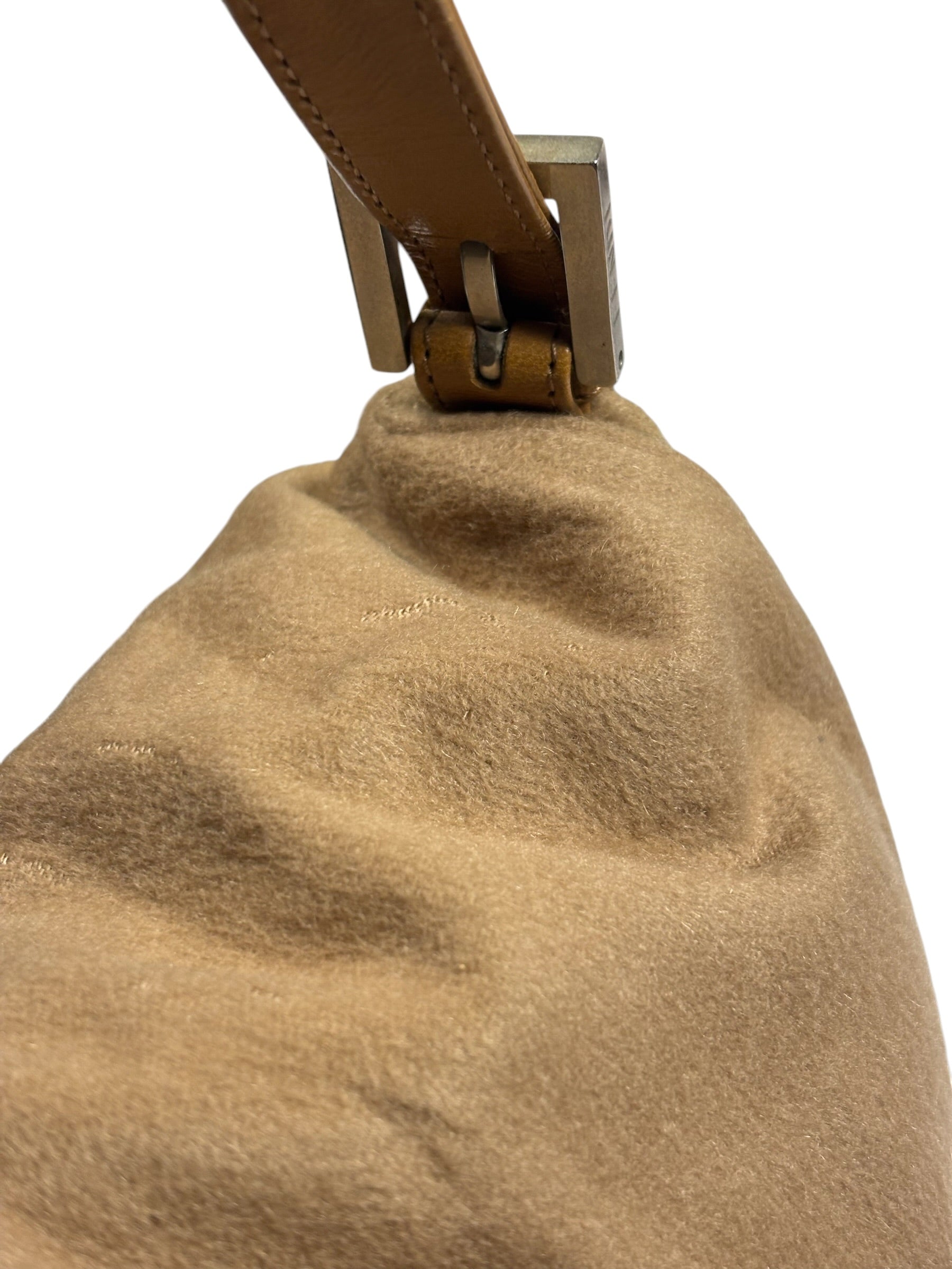 Fendi Brown Leather Trim/Wool Mamma Baguette