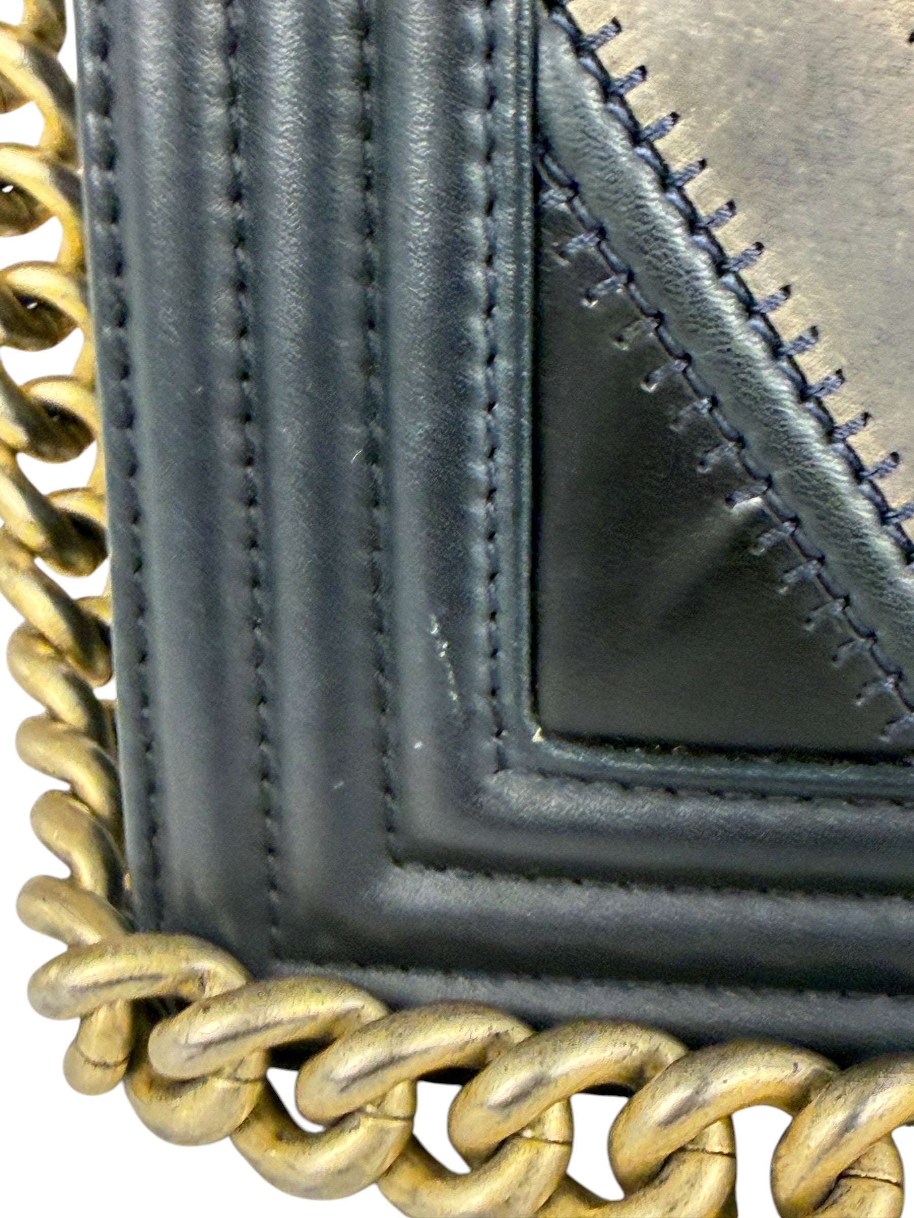 Chanel Tricolor Chevron Leather Old Medium Boy Flap 2016
