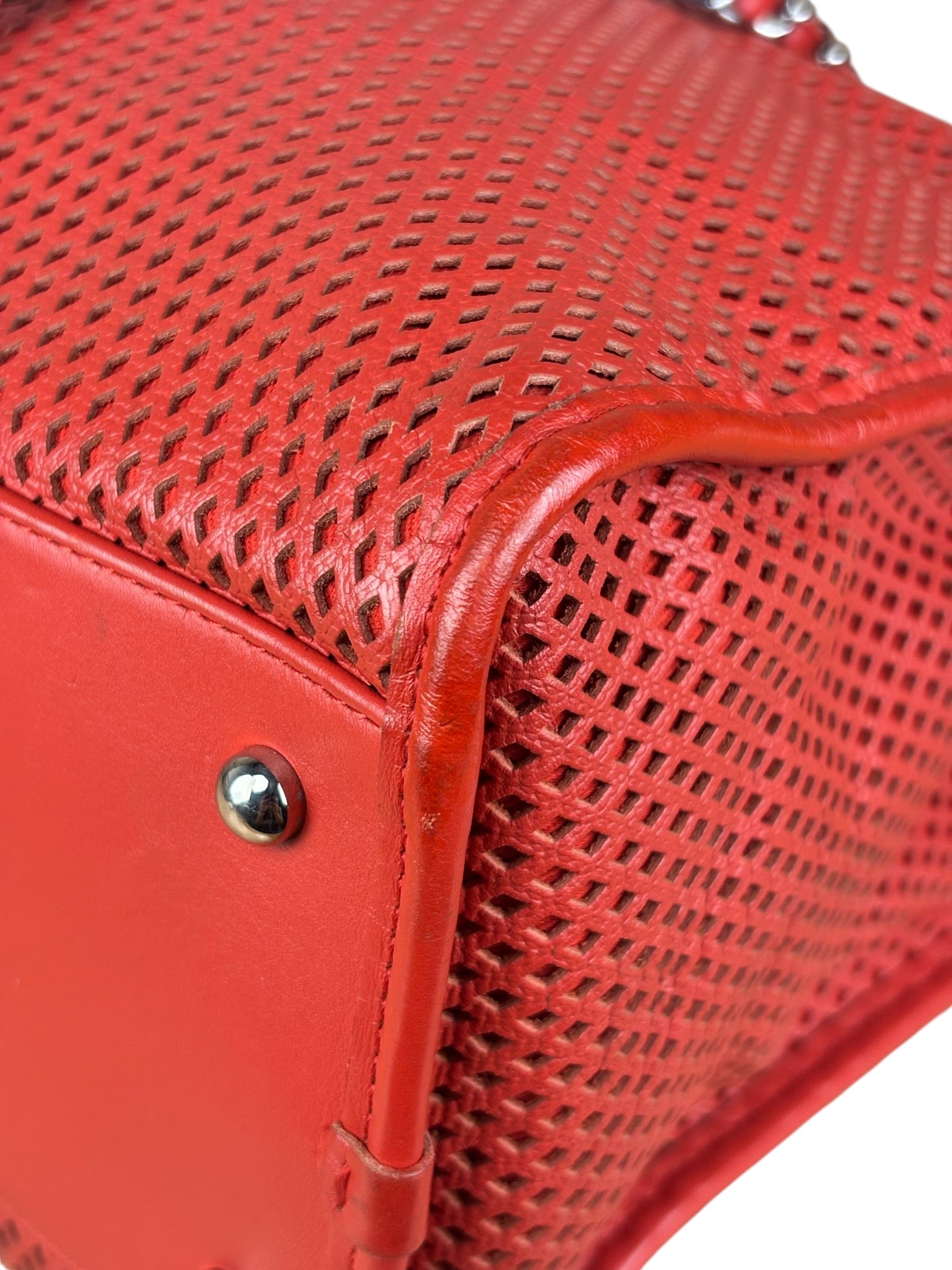 Chanel Red Perforated Leather Up in the Air 2Way Tote 2014