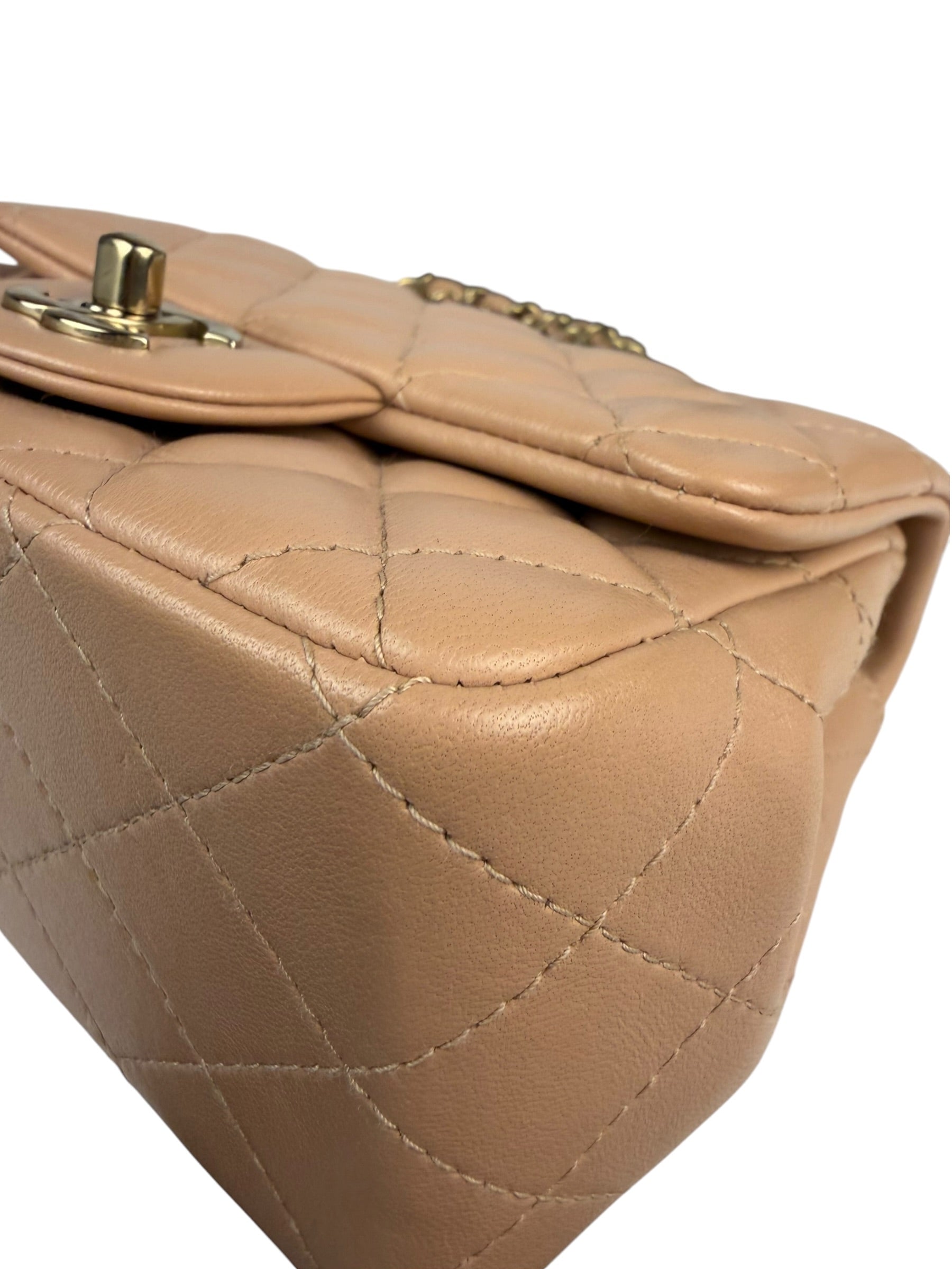 Chanel Beige Quilted Lambskin Mini Flap Bag 2023