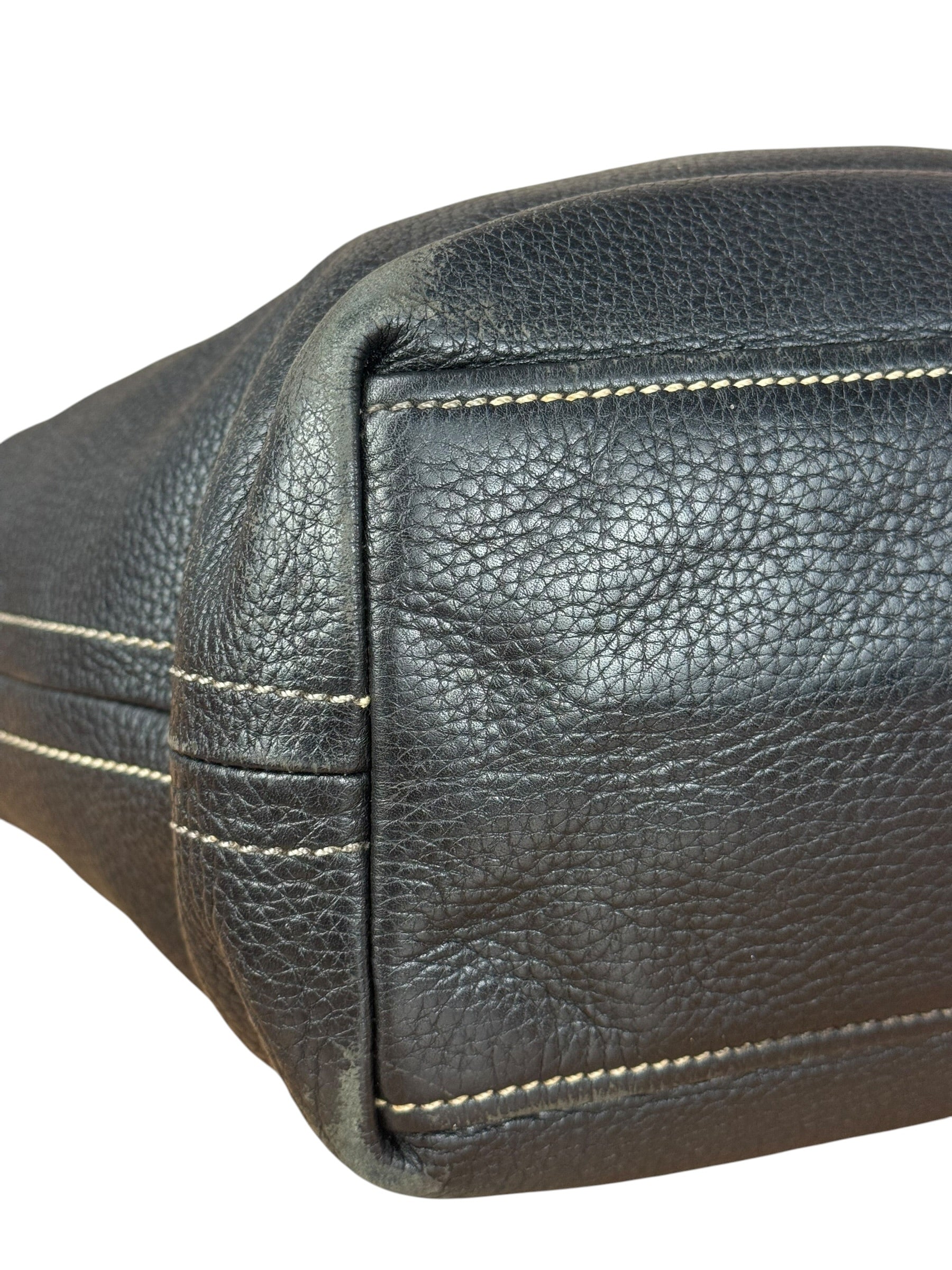 Prada Vintage Black Pebbled Leather Hobo Bag