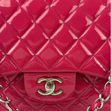 Chanel Hot Pink Large Patent Leather Double Flap Shoulder Bag 2014