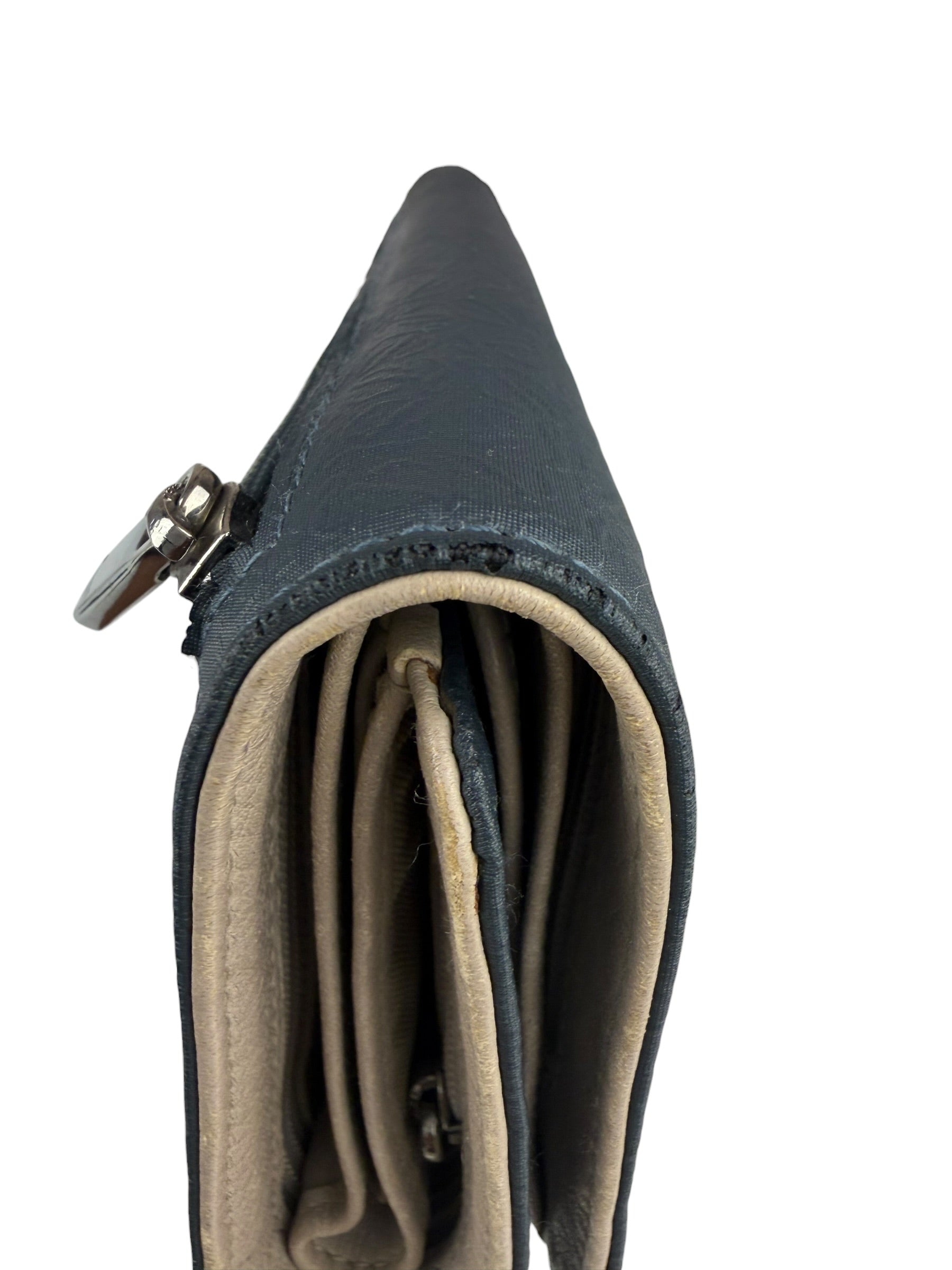Loewe Muted Slate Blue Leather Monogram Debossed Anagram Wallet