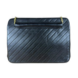 Chanel Vintage Black Chevron Leather Chain Bag