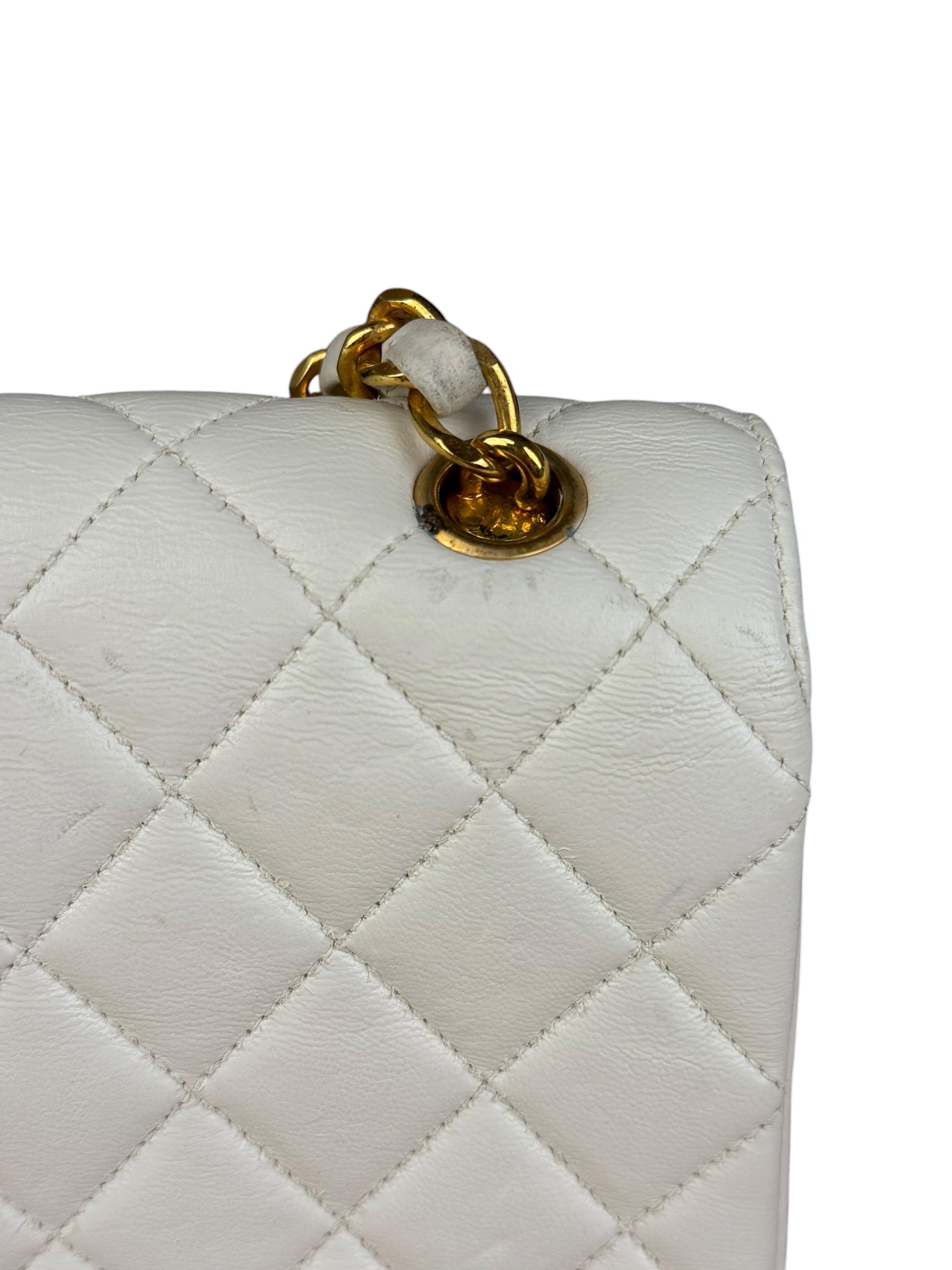 Chanel White Calfskin Square Mini Flap 1994