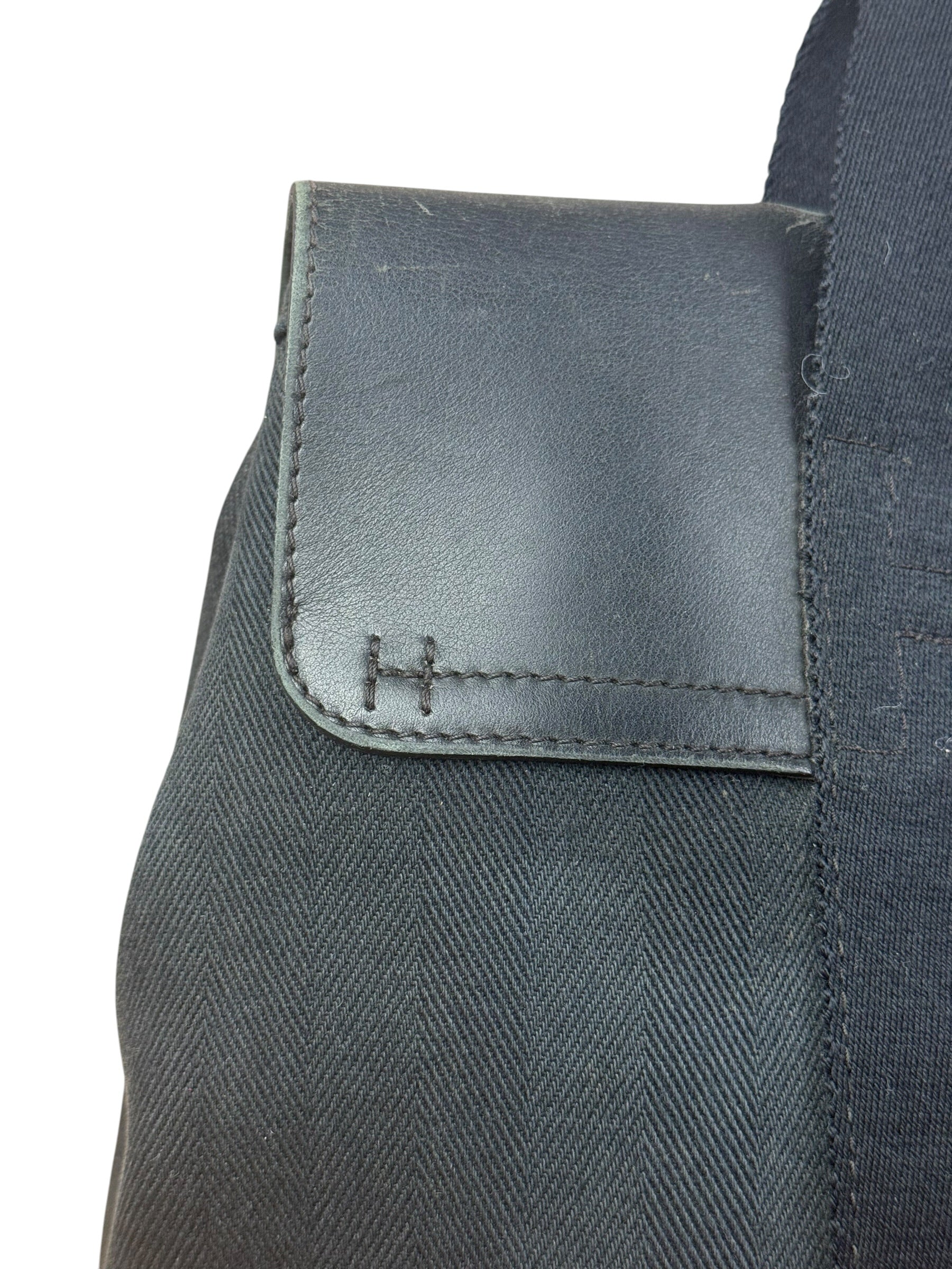 Hermes Black Canvas Leather Valparaiso Handbag