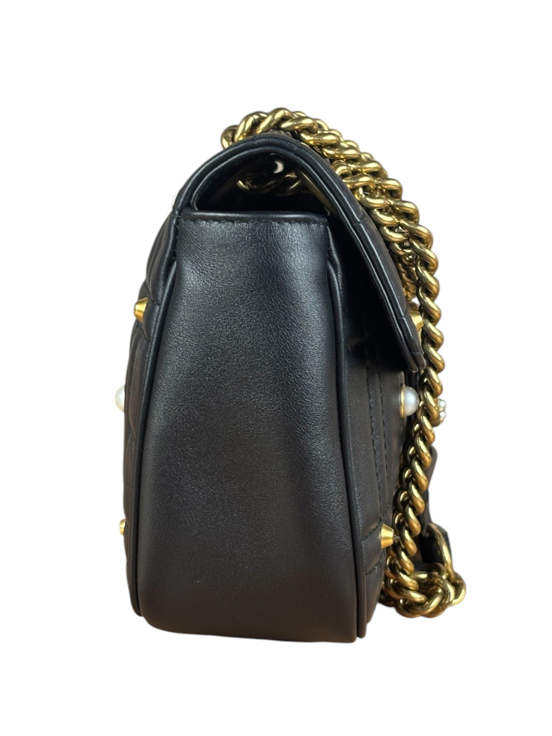 Gucci Black Pearly GG Marmont Flap Bag