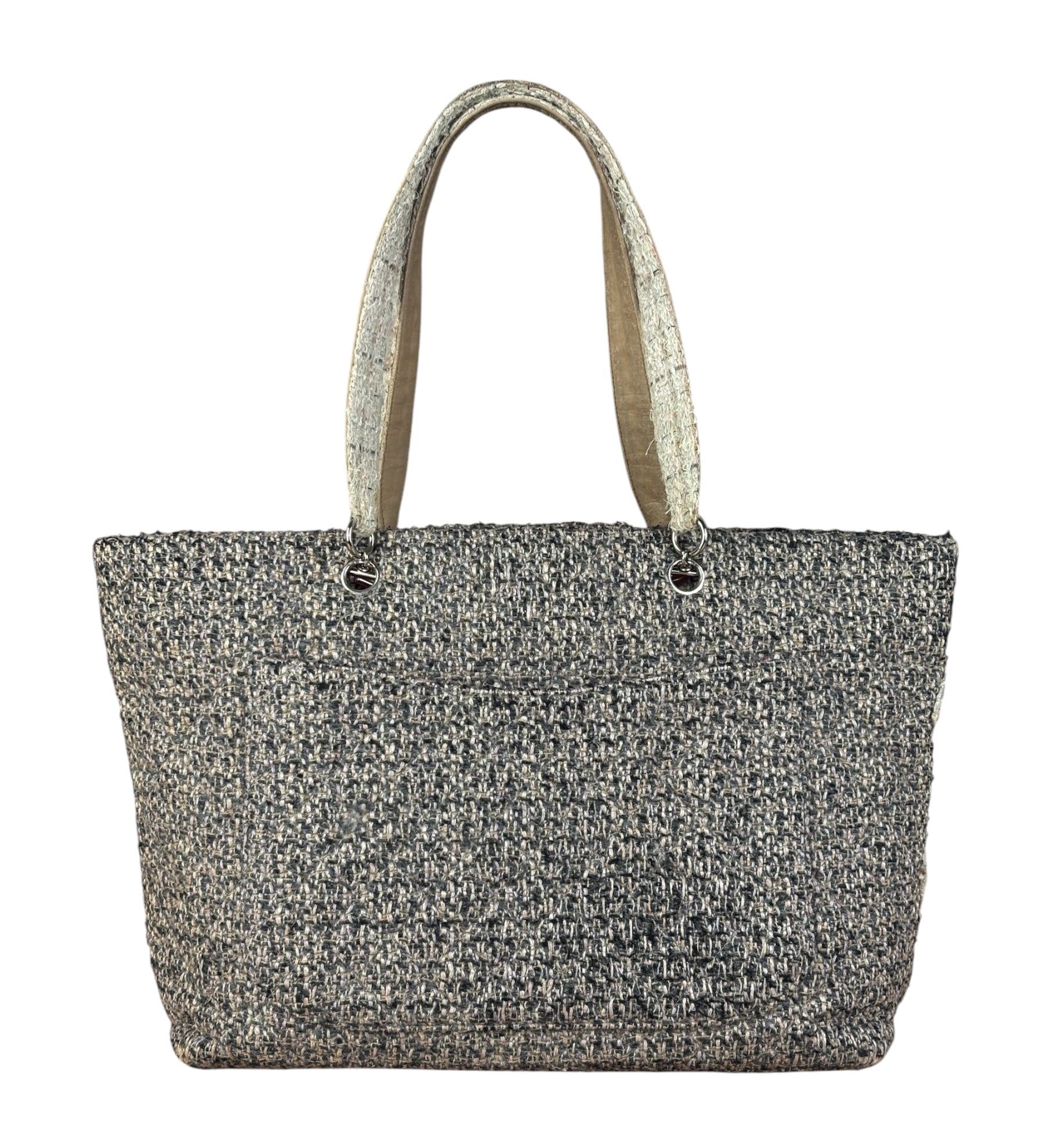 Chanel Grey Tweed Cambon Line Tote Bag 2004