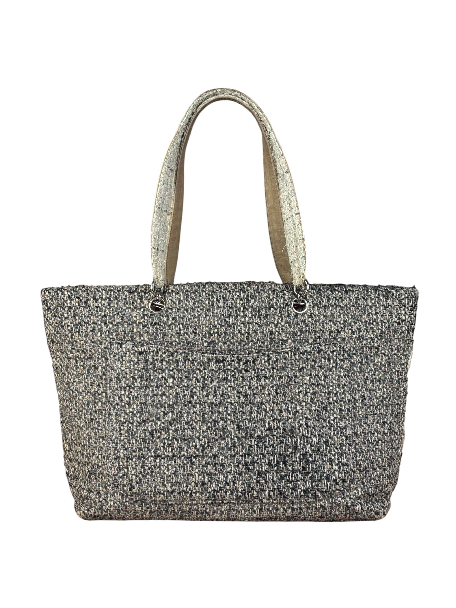 Chanel Grey Tweed Cambon Line Tote Bag 2004