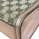 Gucci Peach Leather Trim GG Canvas Emily Chain Flap Shoulder Bag