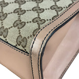 Gucci Peach Leather Trim GG Canvas Emily Chain Flap Shoulder Bag