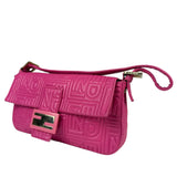 Fendi Pink Leather Logo Embossed Baguette