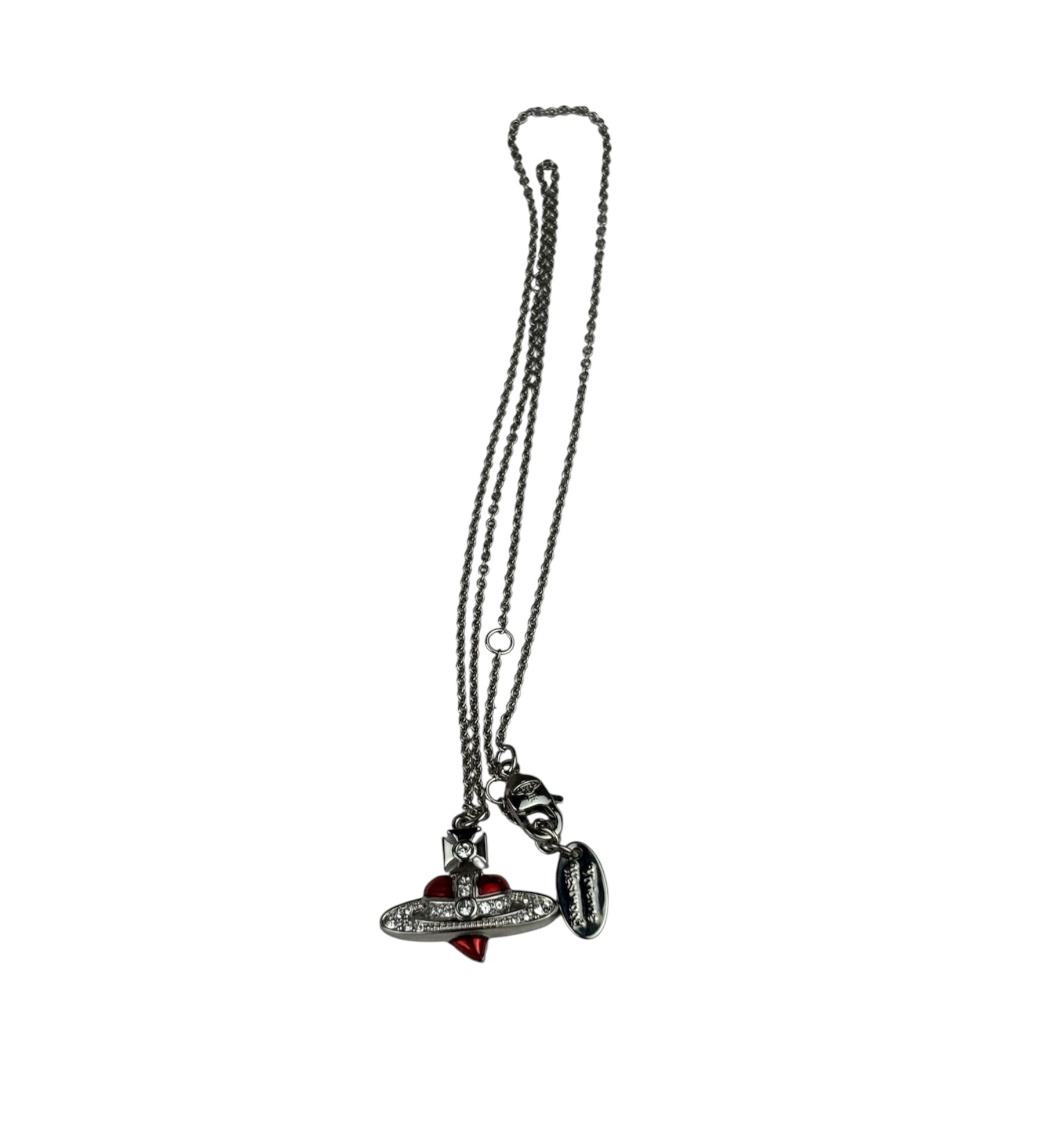 Vivienne Westwood Orb Red Diamante Heart Pendant Necklace