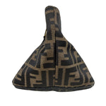 Fendi FF Black Leather Trim Zucca Mamma Pochette
