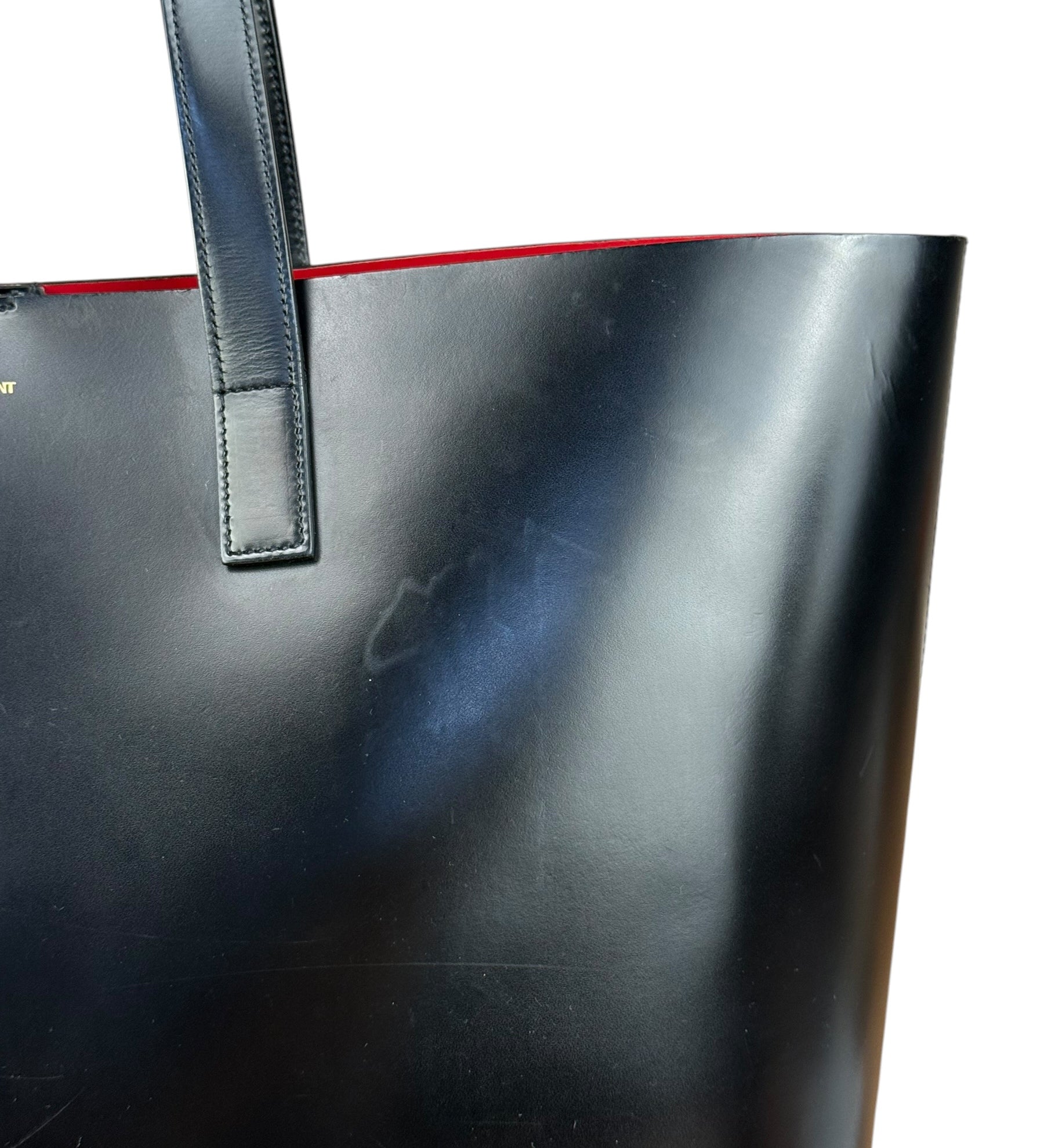 Saint Laurent Black Leather Shopping Tote Bag