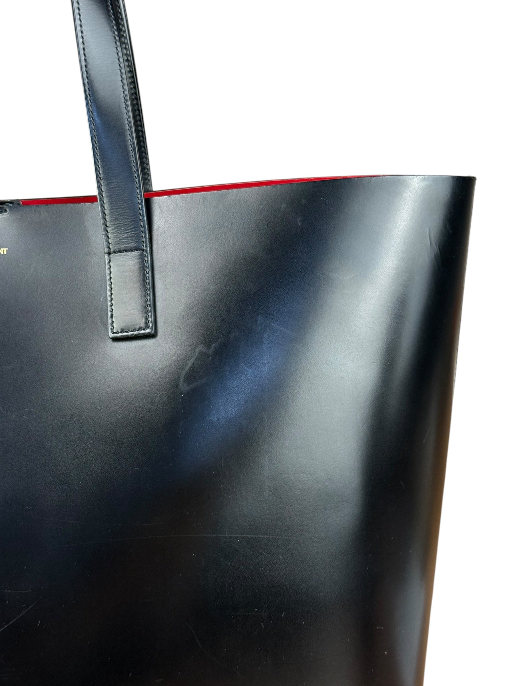 Saint Laurent Black Leather Shopping Tote Bag