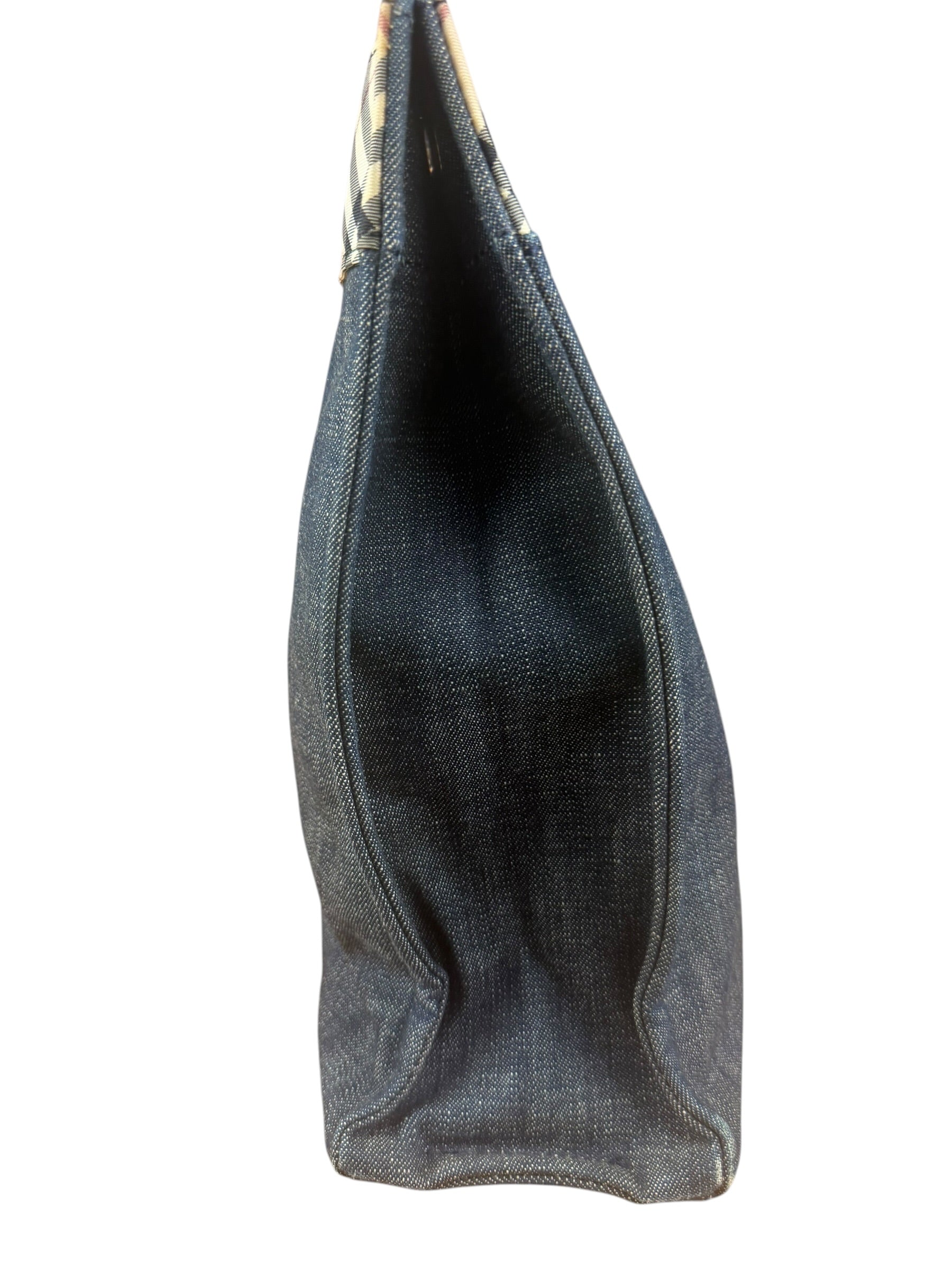 Burberry Vintage Blue Label Denim Nova Check Tote Bag