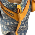 Louis Vuitton Vintage Demin Leather Trim Flat Shopper Tote Bag