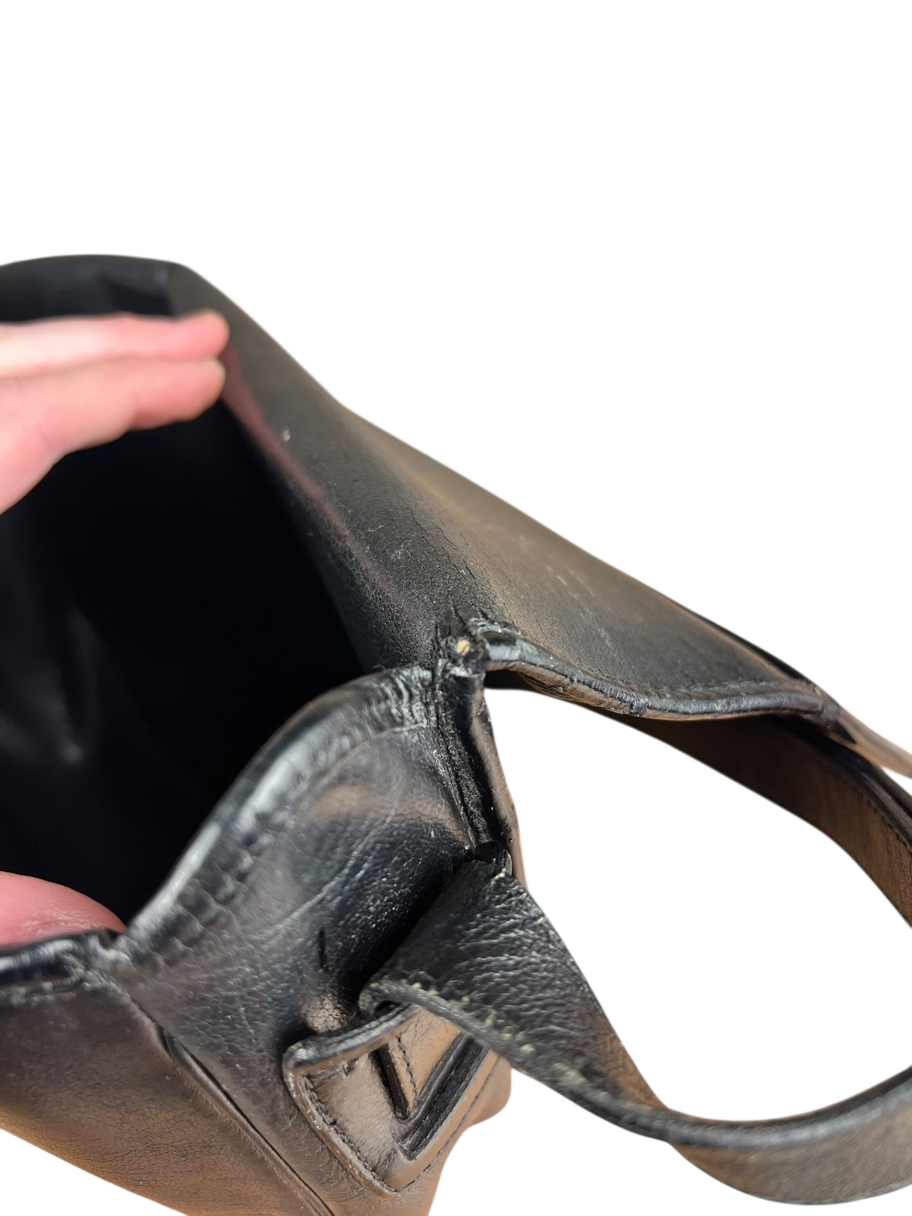 Dior Black Leather Vintage Flap Shoulder Bag