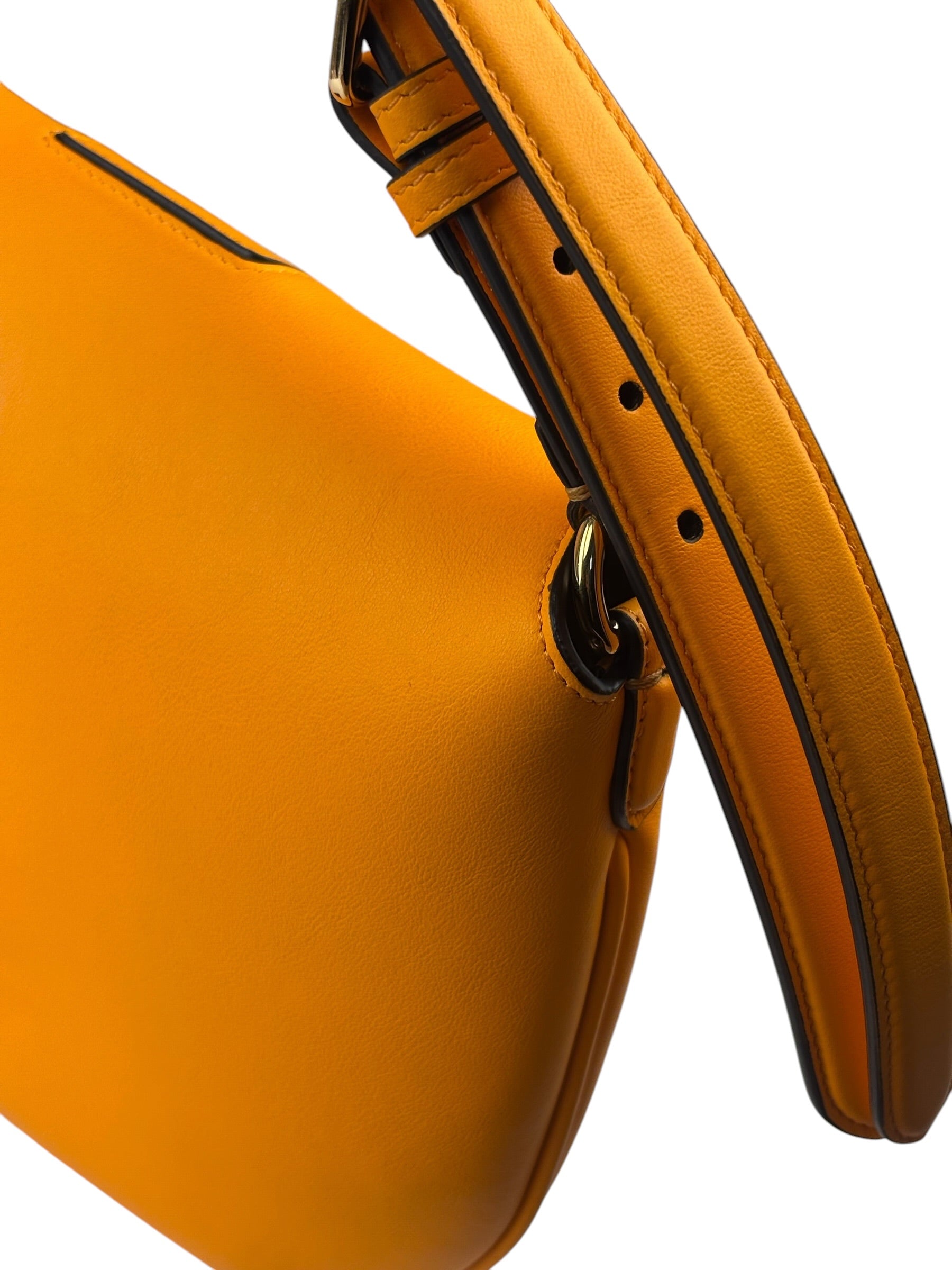 Fendi Orange Leather Small Croissant Hobo Bag