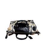 Coach Vintage Trim Leather Hand Drawn Scarf Print Satchel Two-Way Bag