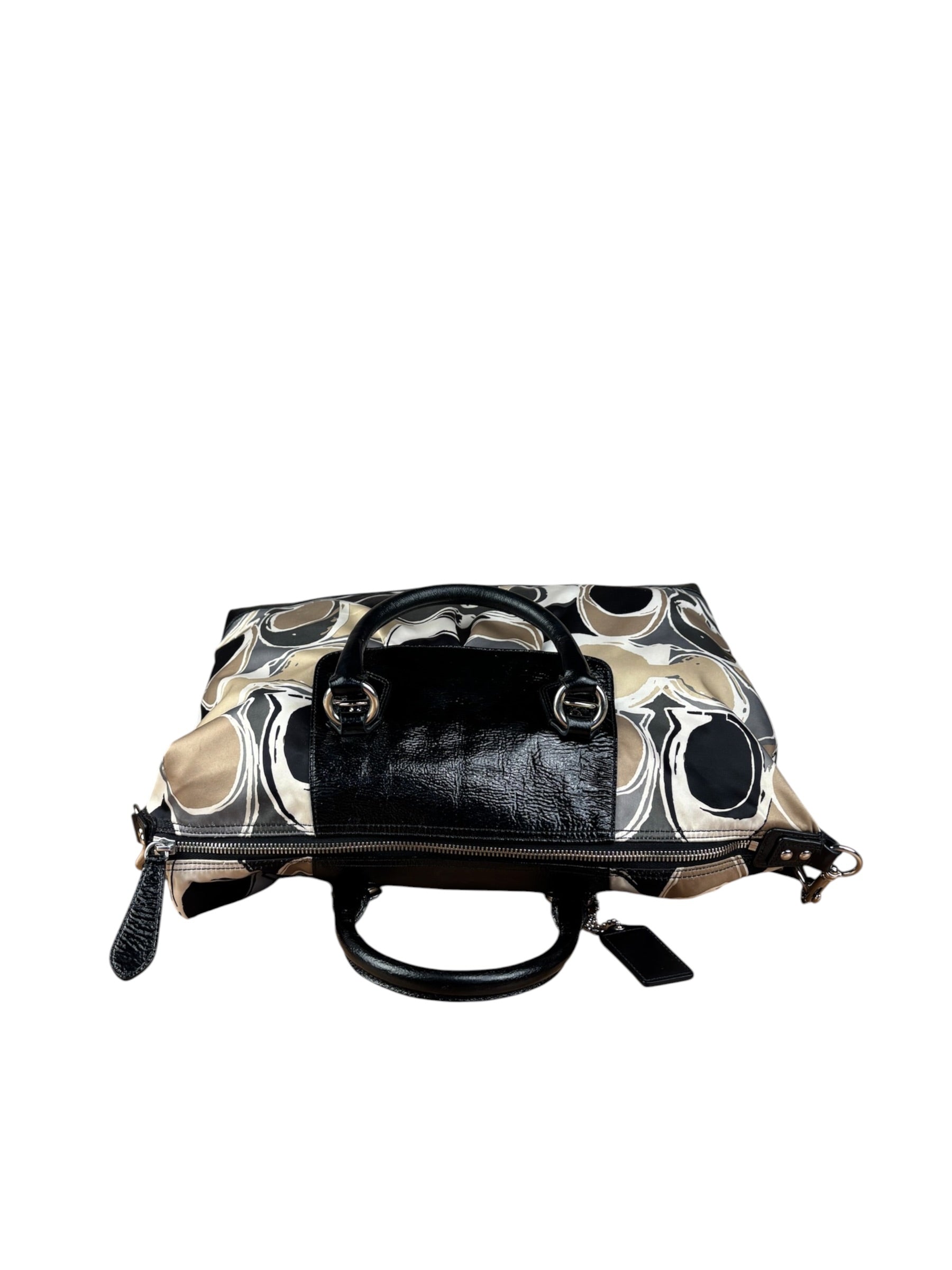 Coach Vintage Trim Leather Hand Drawn Scarf Print Satchel Two-Way Bag