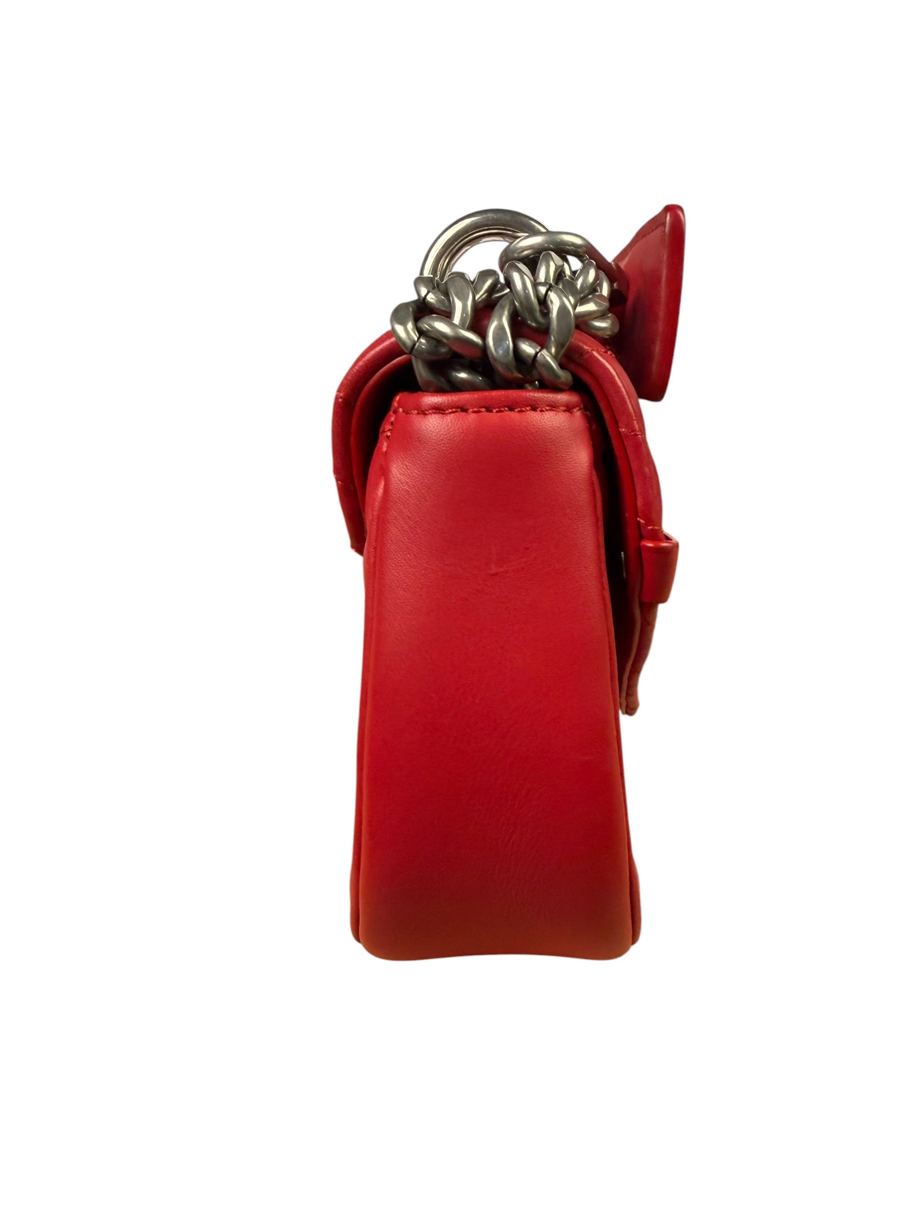 Louis Vuitton Red Leather New Wave Chain Flap Bag MM