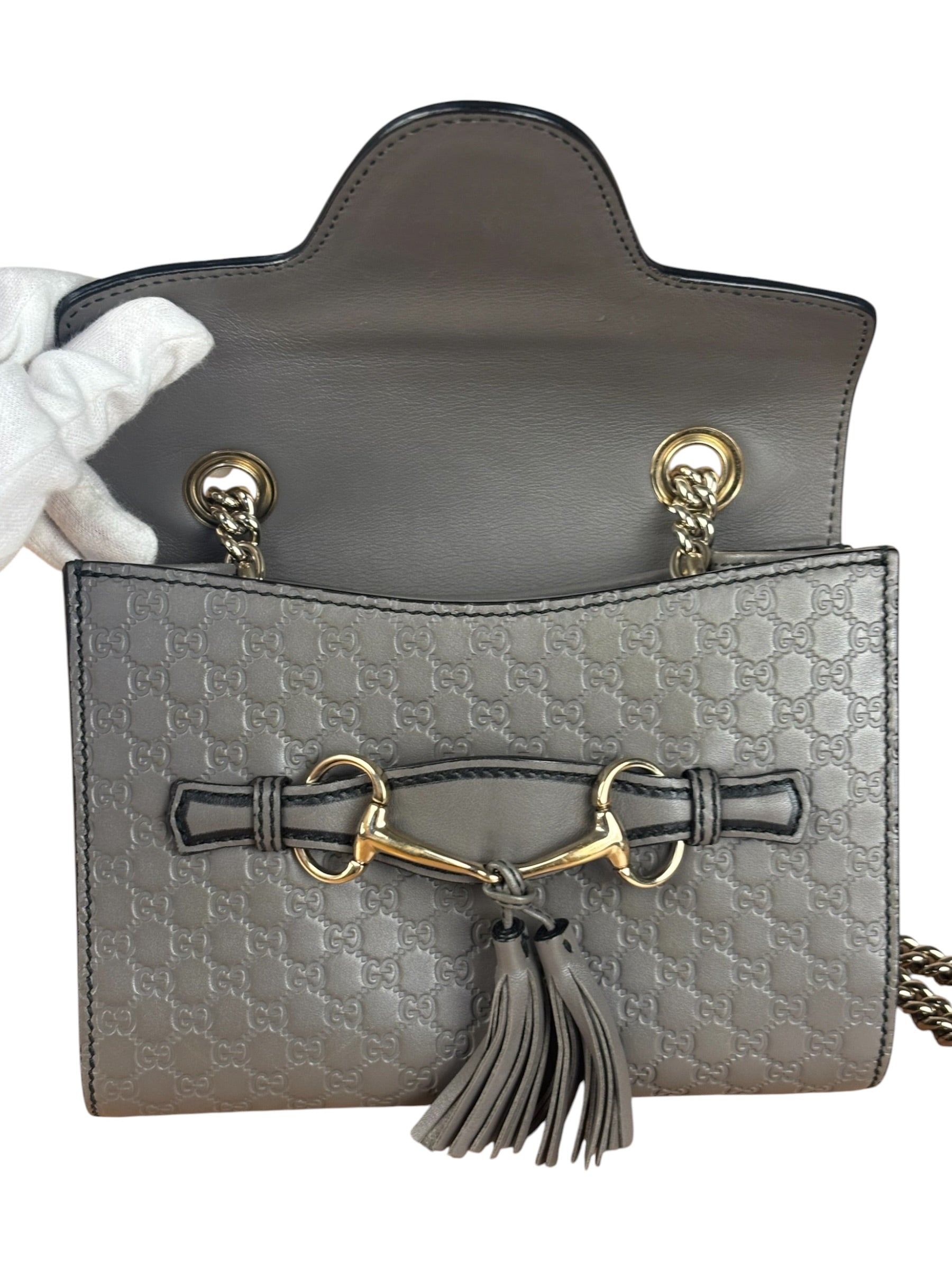 Gucci Emily GG Micro Shoulder Bag Grey