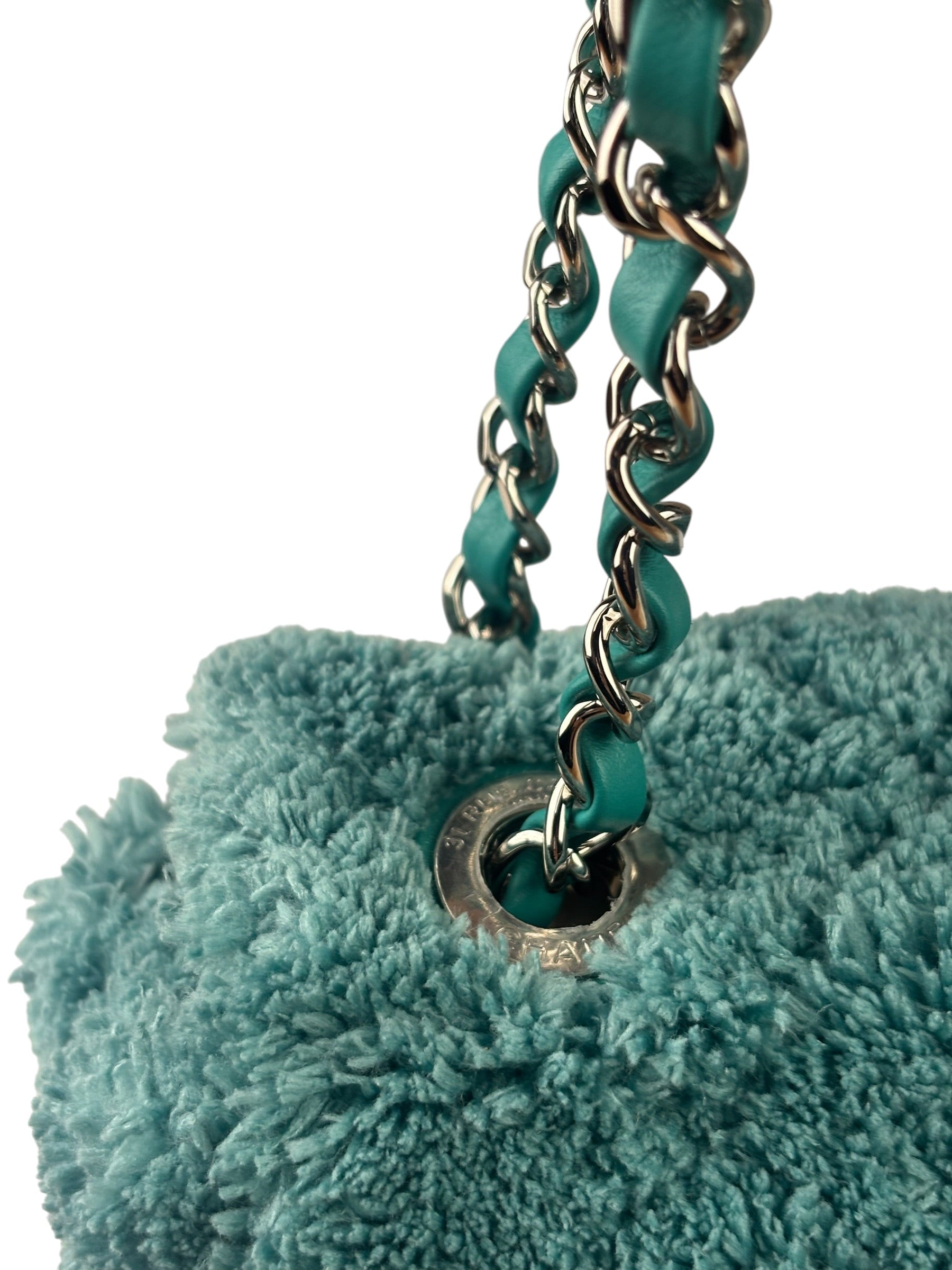 Chanel Mint Green Quilted Terry Cloth Coco Beach Flap Bag 2019