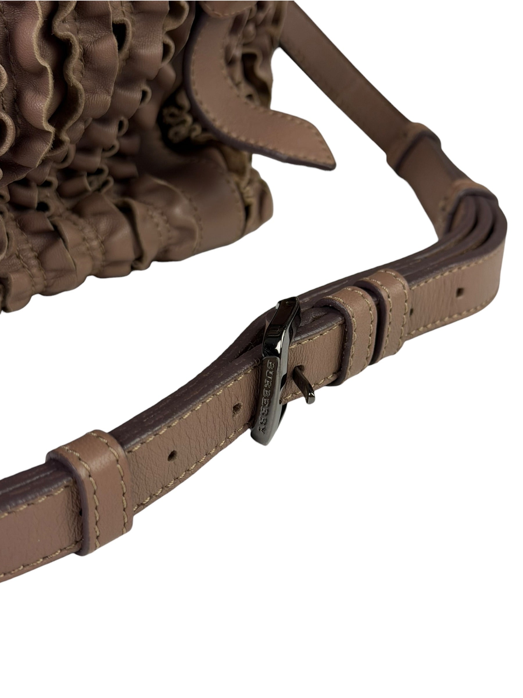 Burberry Purple Leather Ruffled Lowery Bag