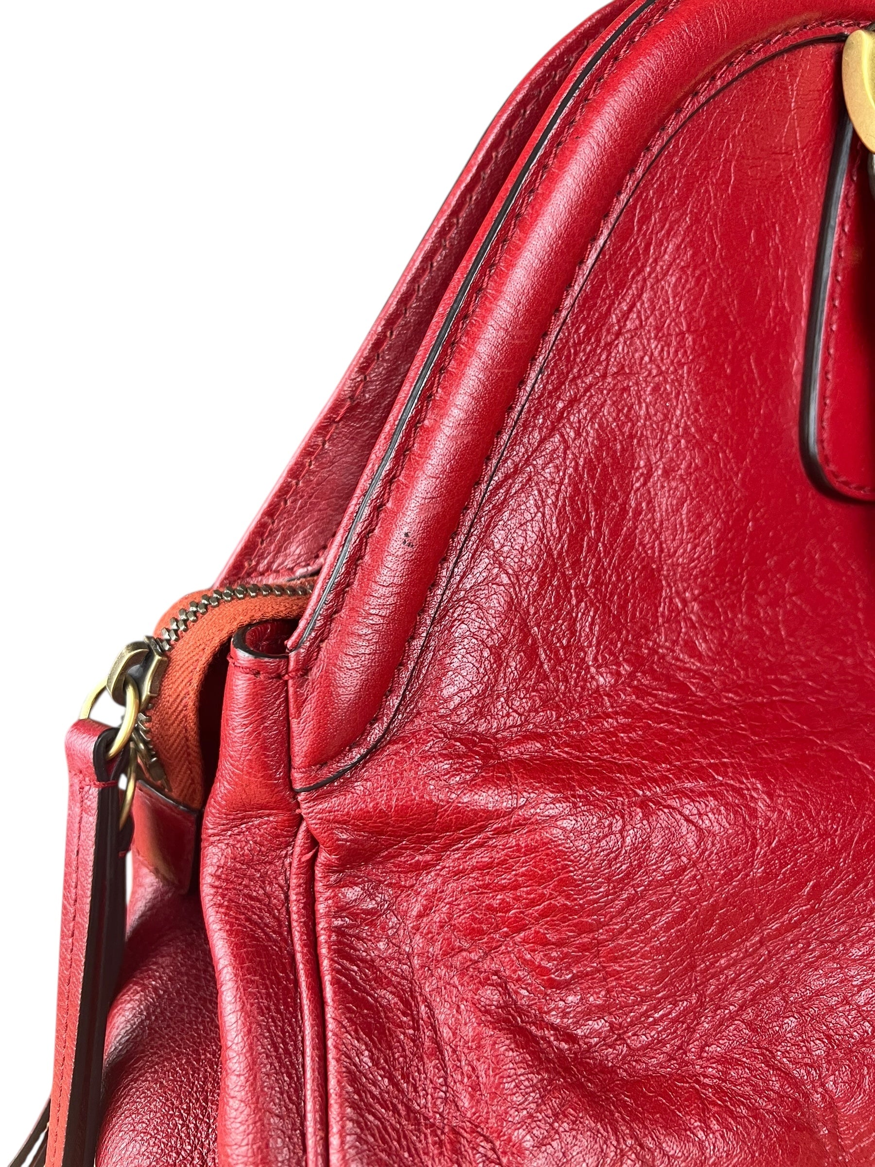 Gucci Re(Belle) Red Leather Top Handle Bag