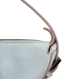 Loewe White Pebbled Leather Pink Trim Mini Boat Pochette