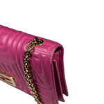 Fendi Roma Pink Leather Embossed Wallet on Chain