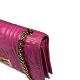 Fendi Roma Pink Leather Embossed Wallet on Chain