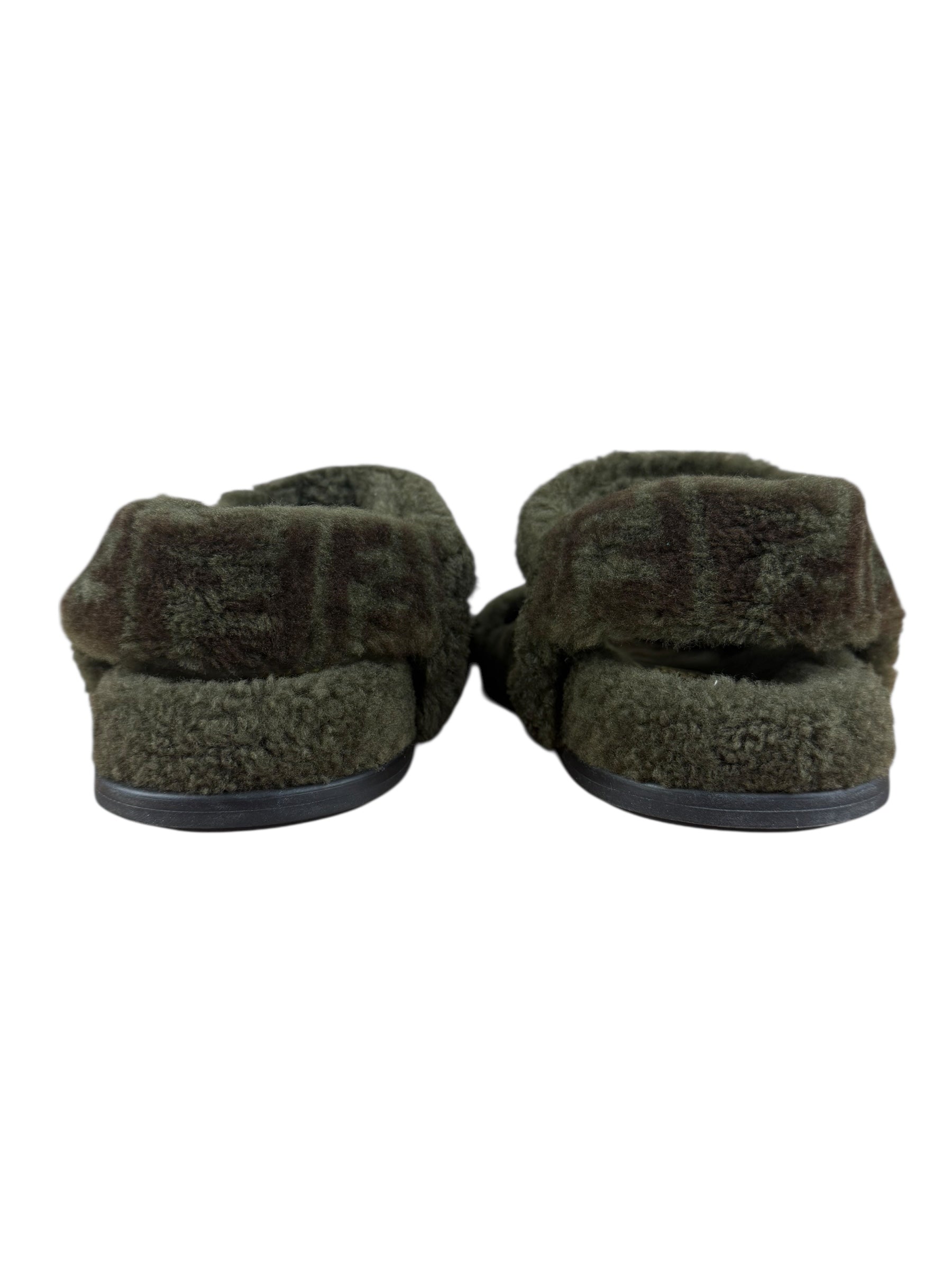 Fendi Green Shearling Sandals