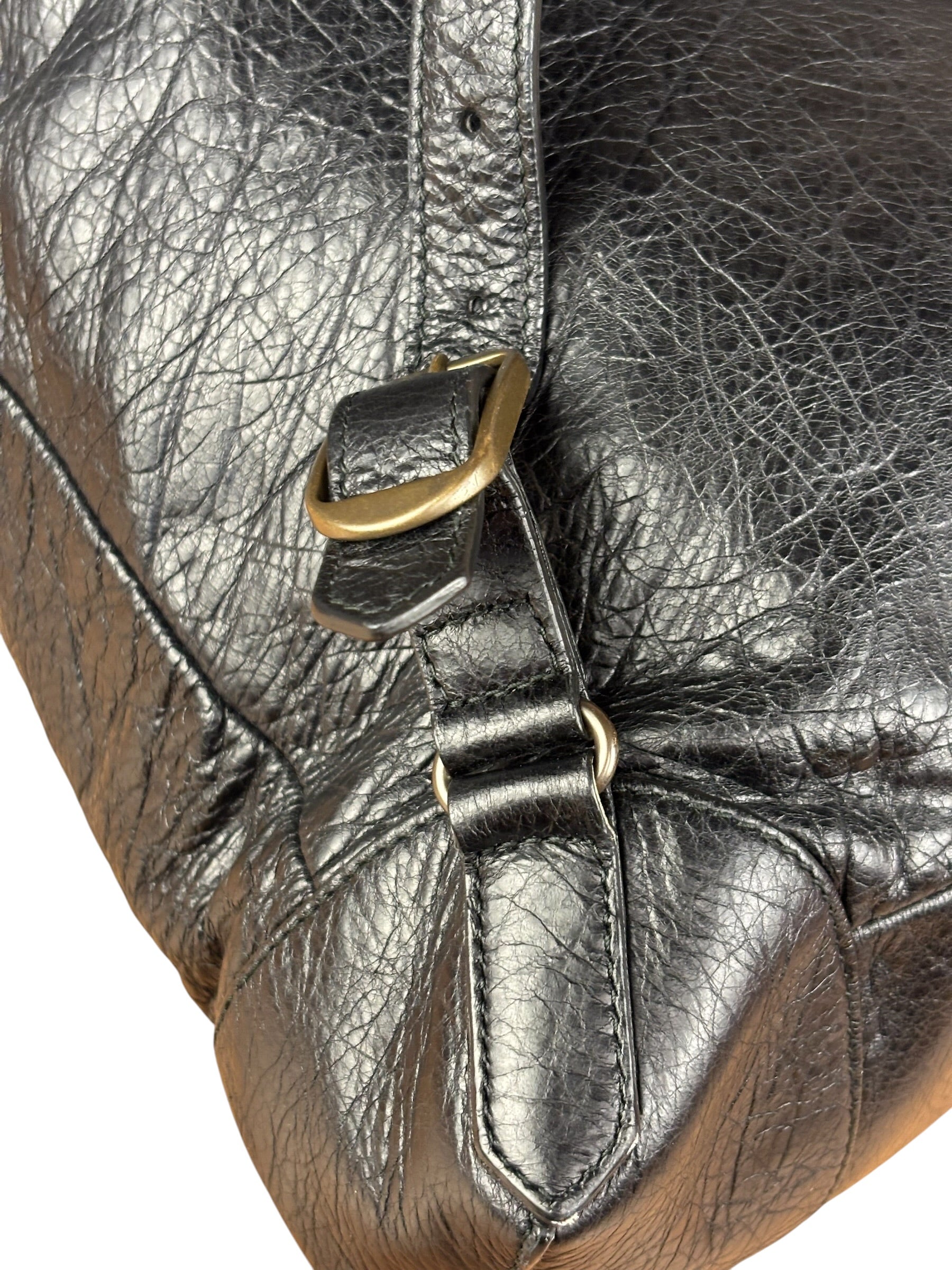 Balenciga Black Leather Classic Traveler Backpack