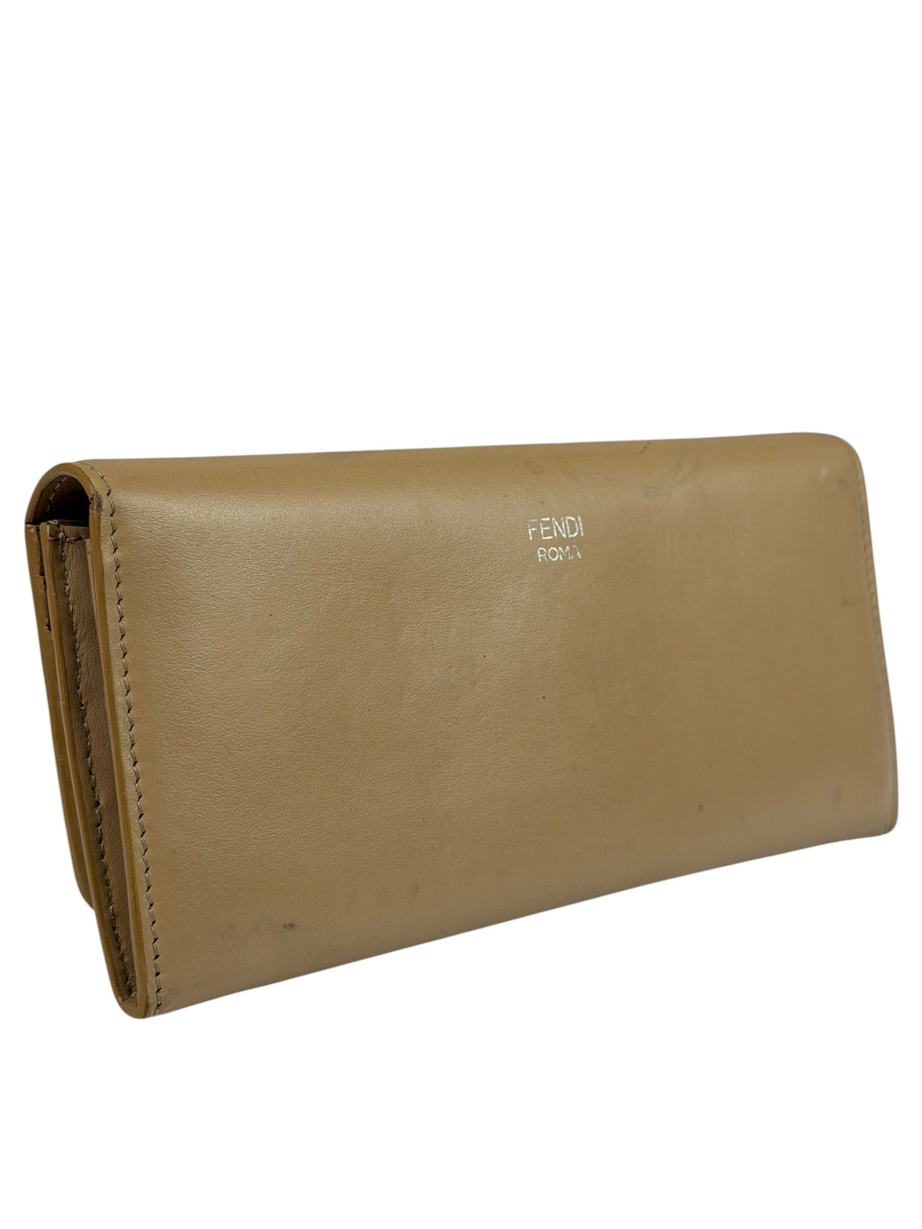 Fendi Beige Monster Face Leather Long Wallet