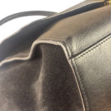 Celine Black Suede/Crocodile Embossed Leather Trapeze Two-Way Bag
