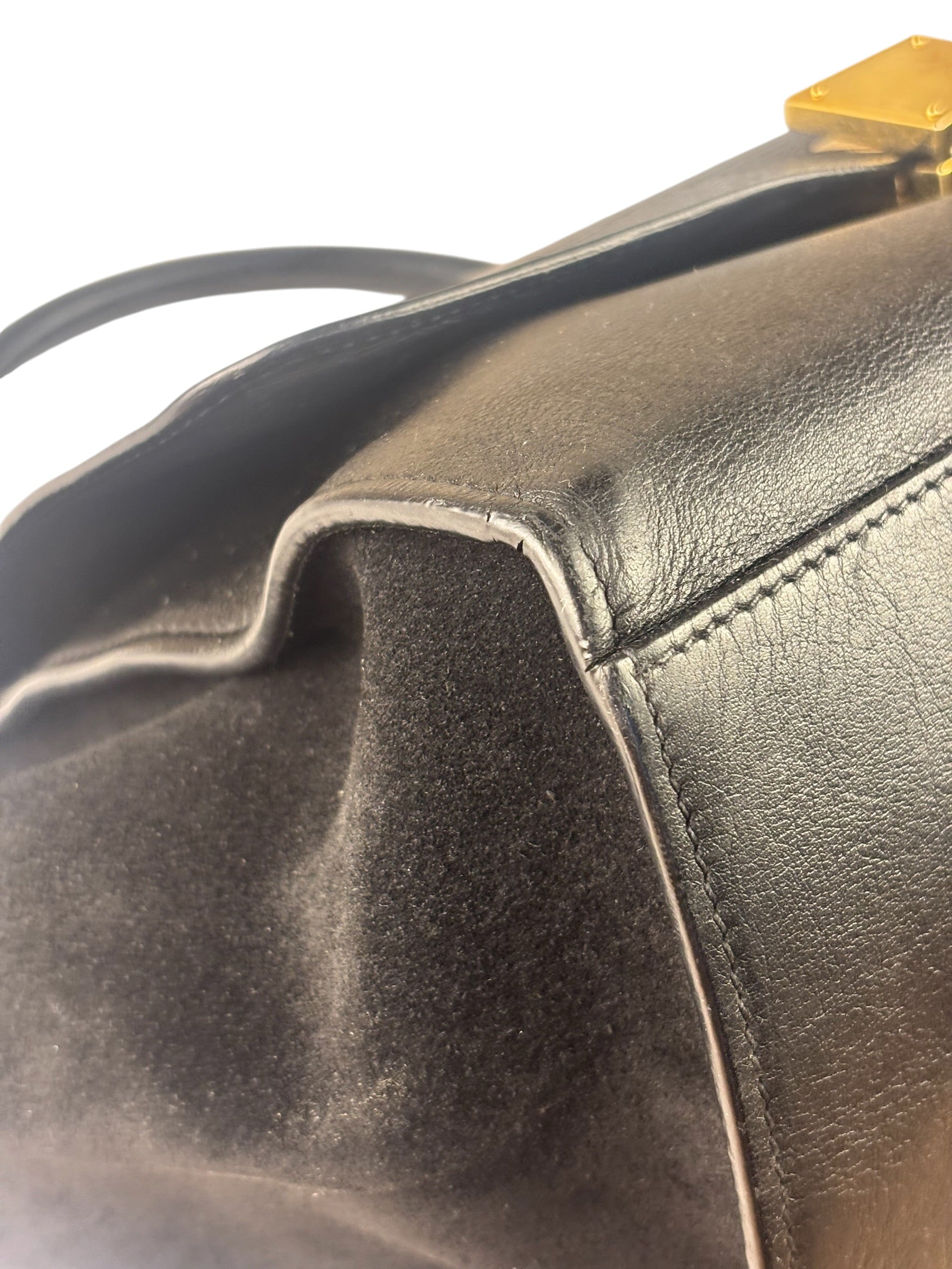 Celine Black Suede/Crocodile Embossed Leather Trapeze Two-Way Bag