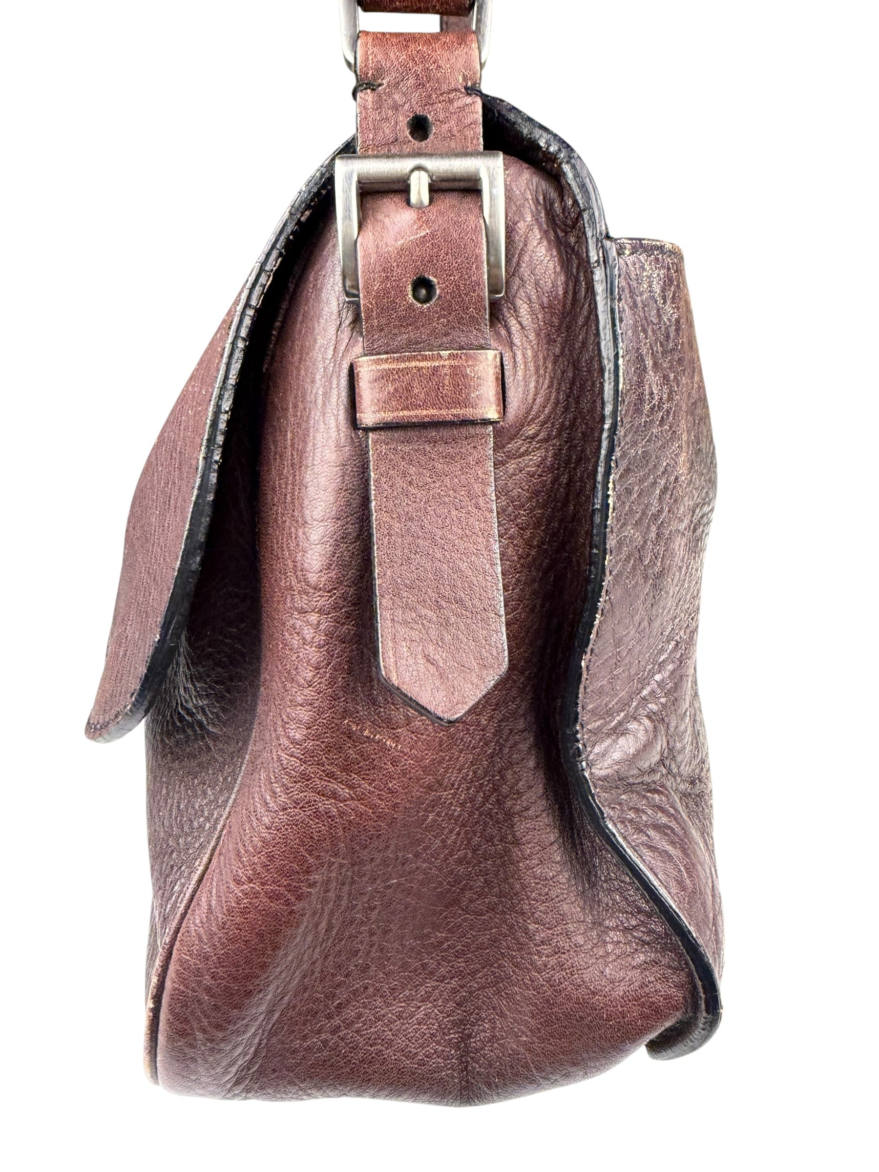 Prada Vintage Brown Leather Cervo Antik Messenger Bag