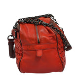 Bottega Veneta Red Lambskin/Lizard Intrecciato Shoulder Bag