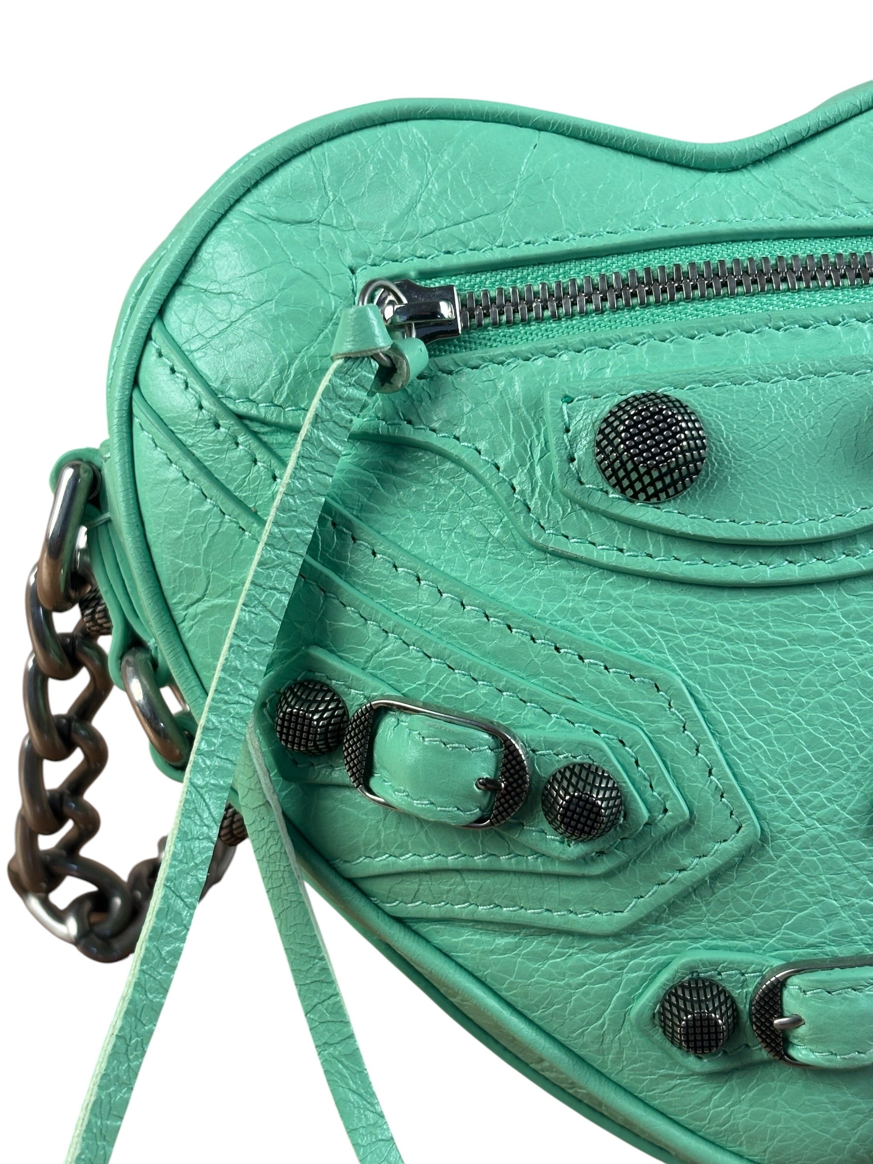 Balenciaga Green Le Cagole Heart Mini Bag