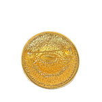Chanel Vintage Gilded Sunburst Medalliion Button Brooch 1980s